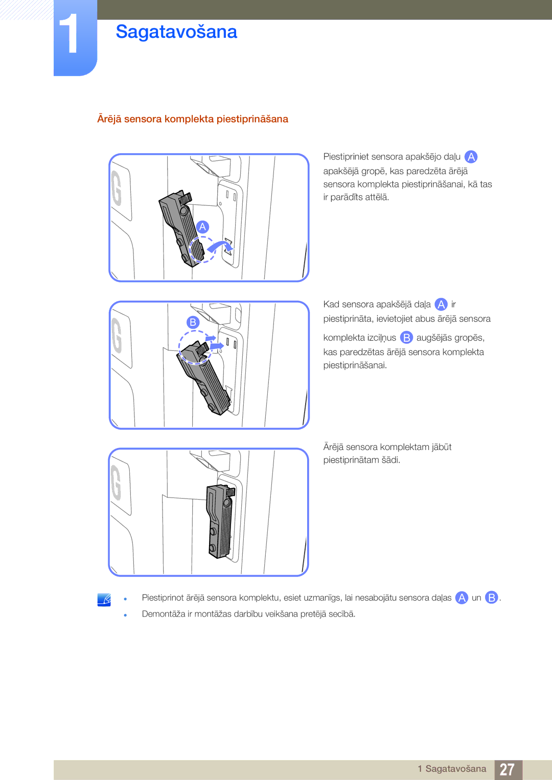 Samsung LH46SLBPLBC/EN manual Ārējā sensora komplekta piestiprināšana 