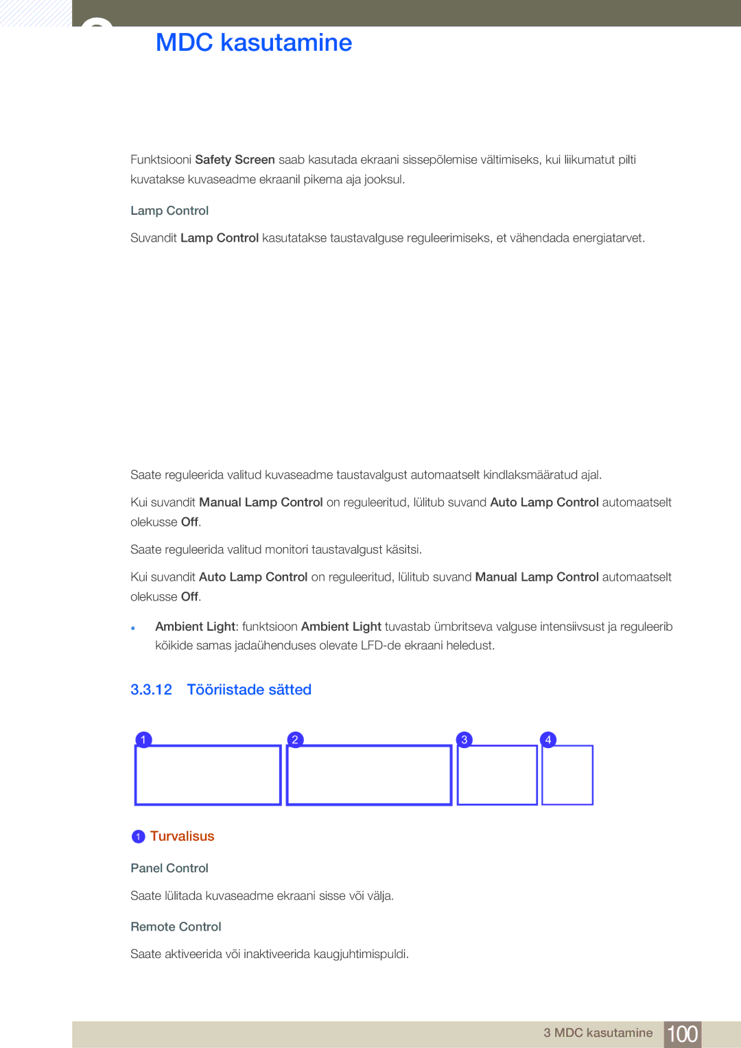 Samsung LH46SLBPLBC/EN manual 12 Tööriistade sätted, Lamp Control, Panel Control, Remote Control 