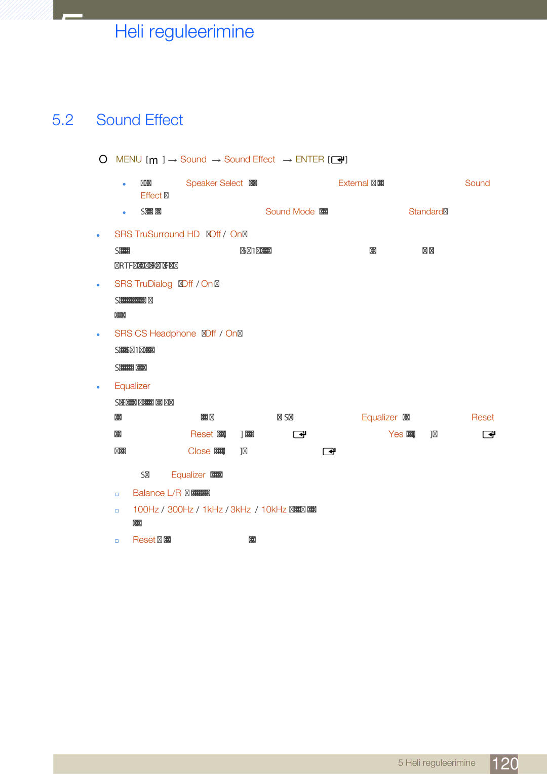 Samsung LH46SLBPLBC/EN manual Sound Effect 