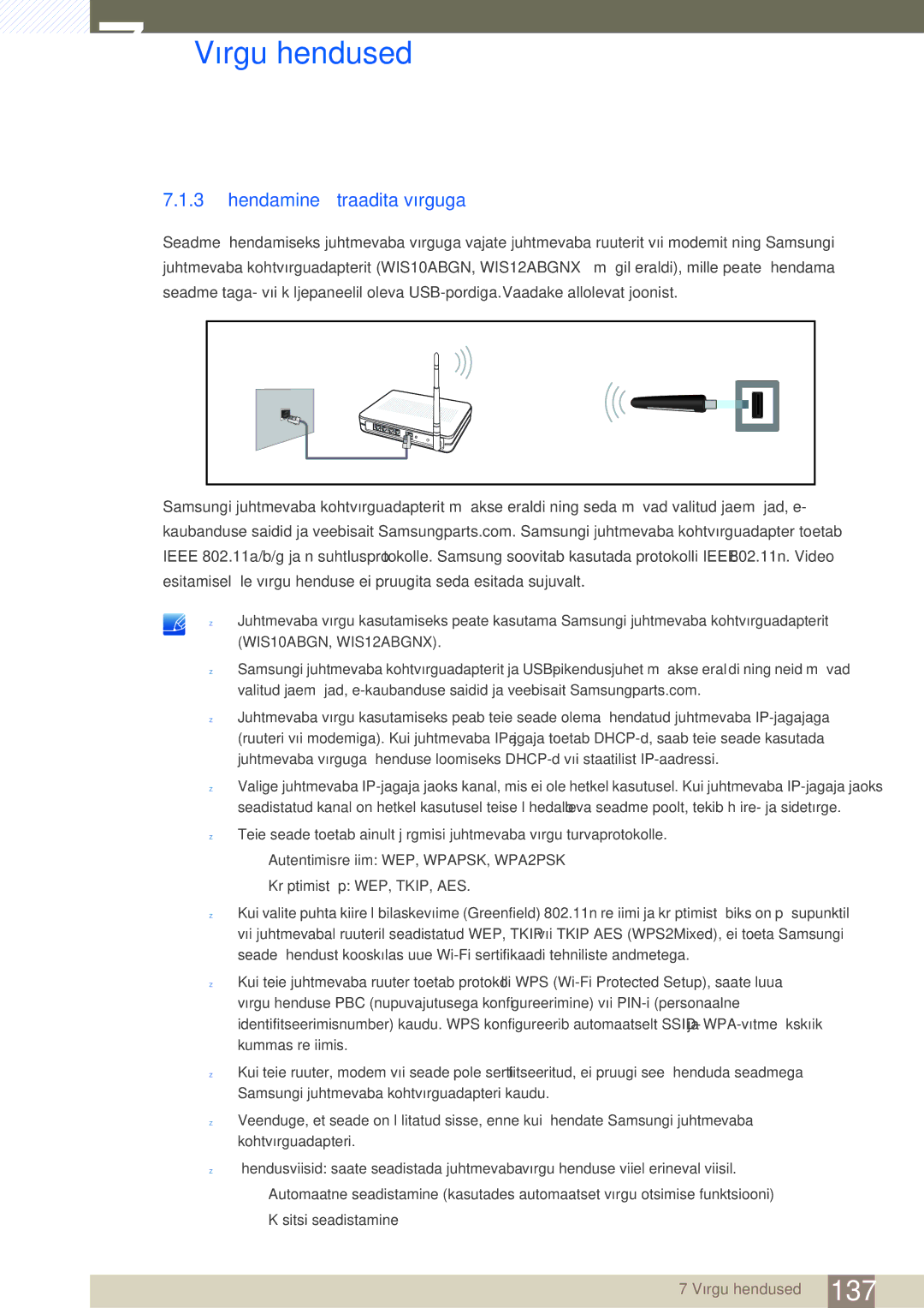 Samsung LH46SLBPLBC/EN manual 3 Ühendamine traadita võrguga 