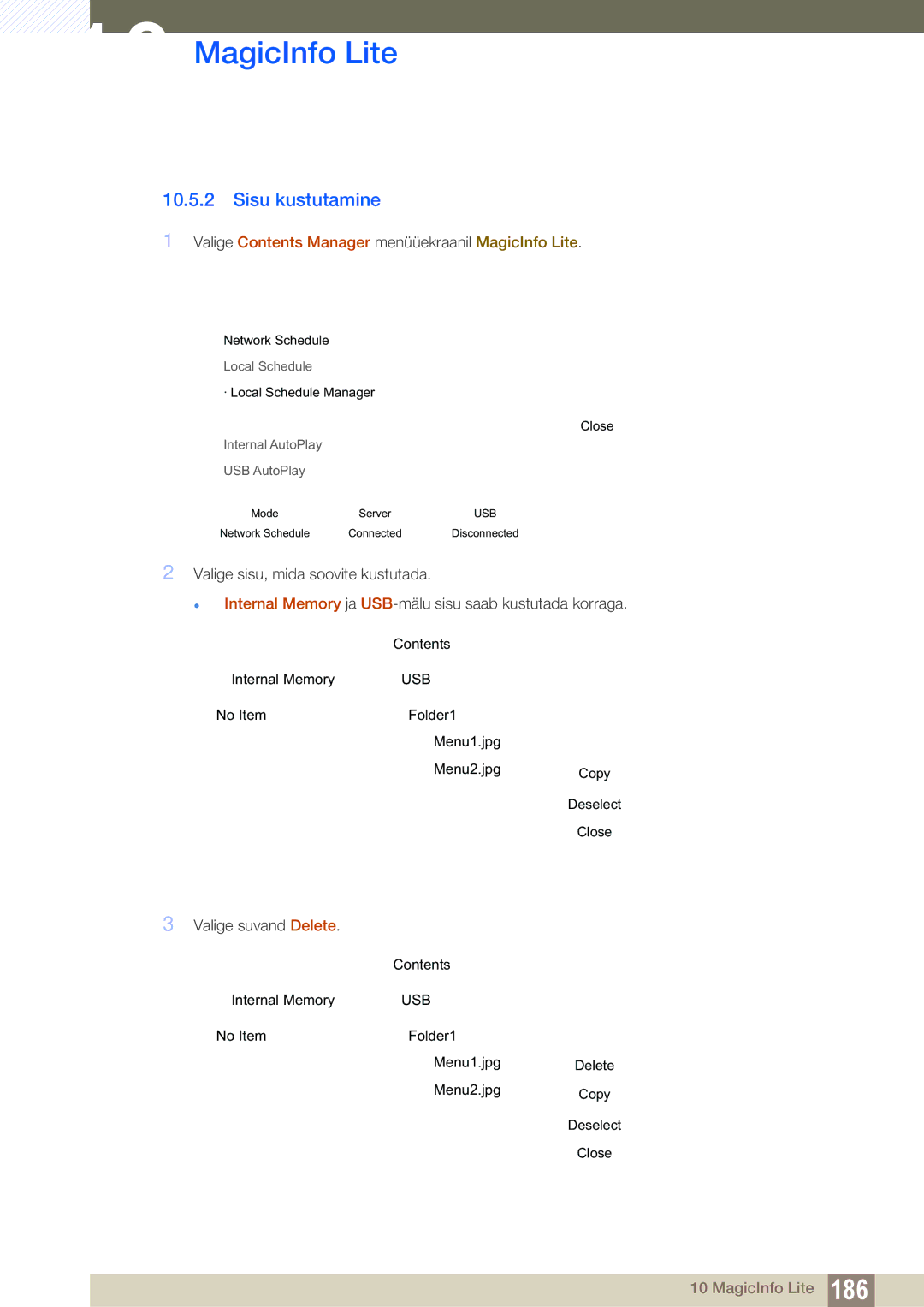 Samsung LH46SLBPLBC/EN manual Sisu kustutamine 