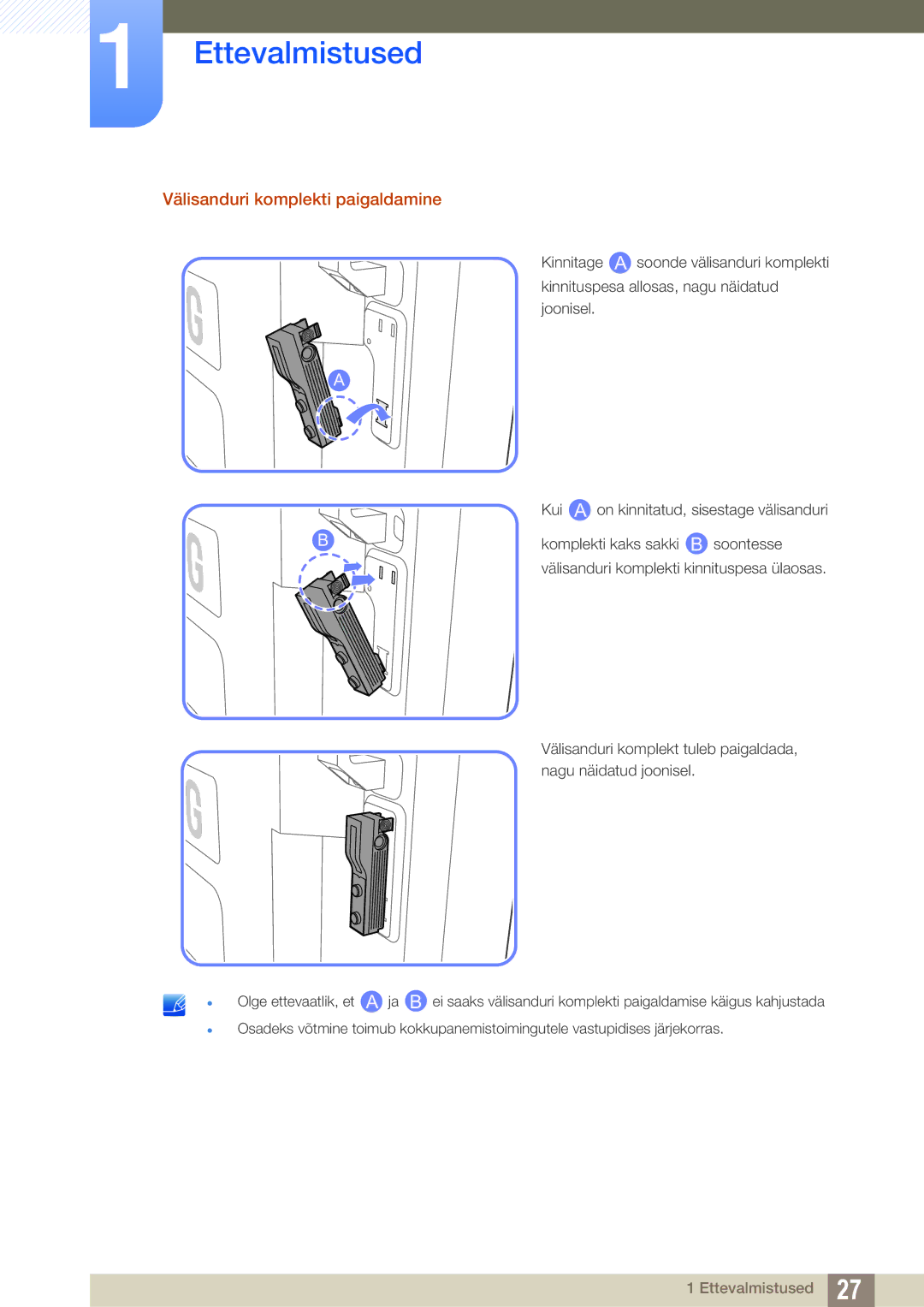 Samsung LH46SLBPLBC/EN manual Välisanduri komplekti paigaldamine 