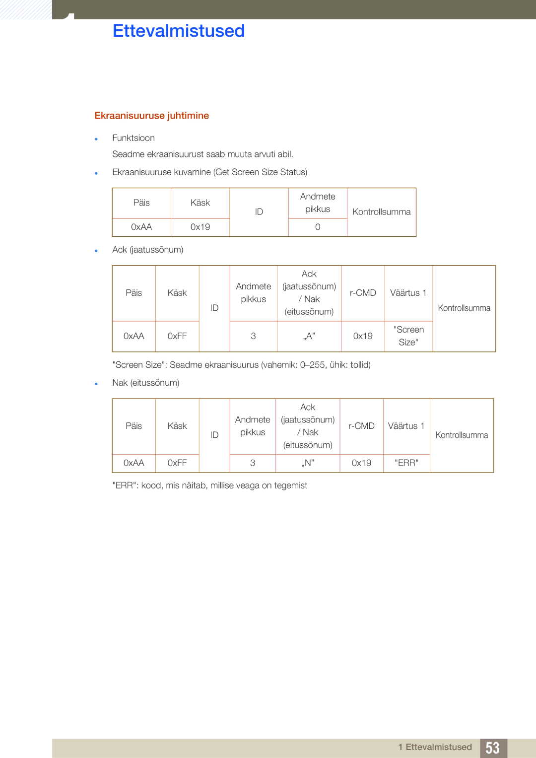 Samsung LH46SLBPLBC/EN manual Ekraanisuuruse juhtimine 