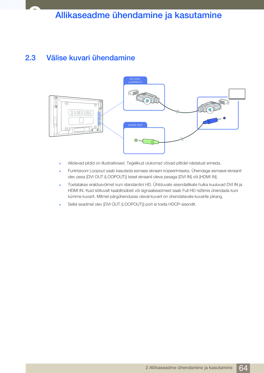 Samsung LH46SLBPLBC/EN manual Välise kuvari ühendamine 