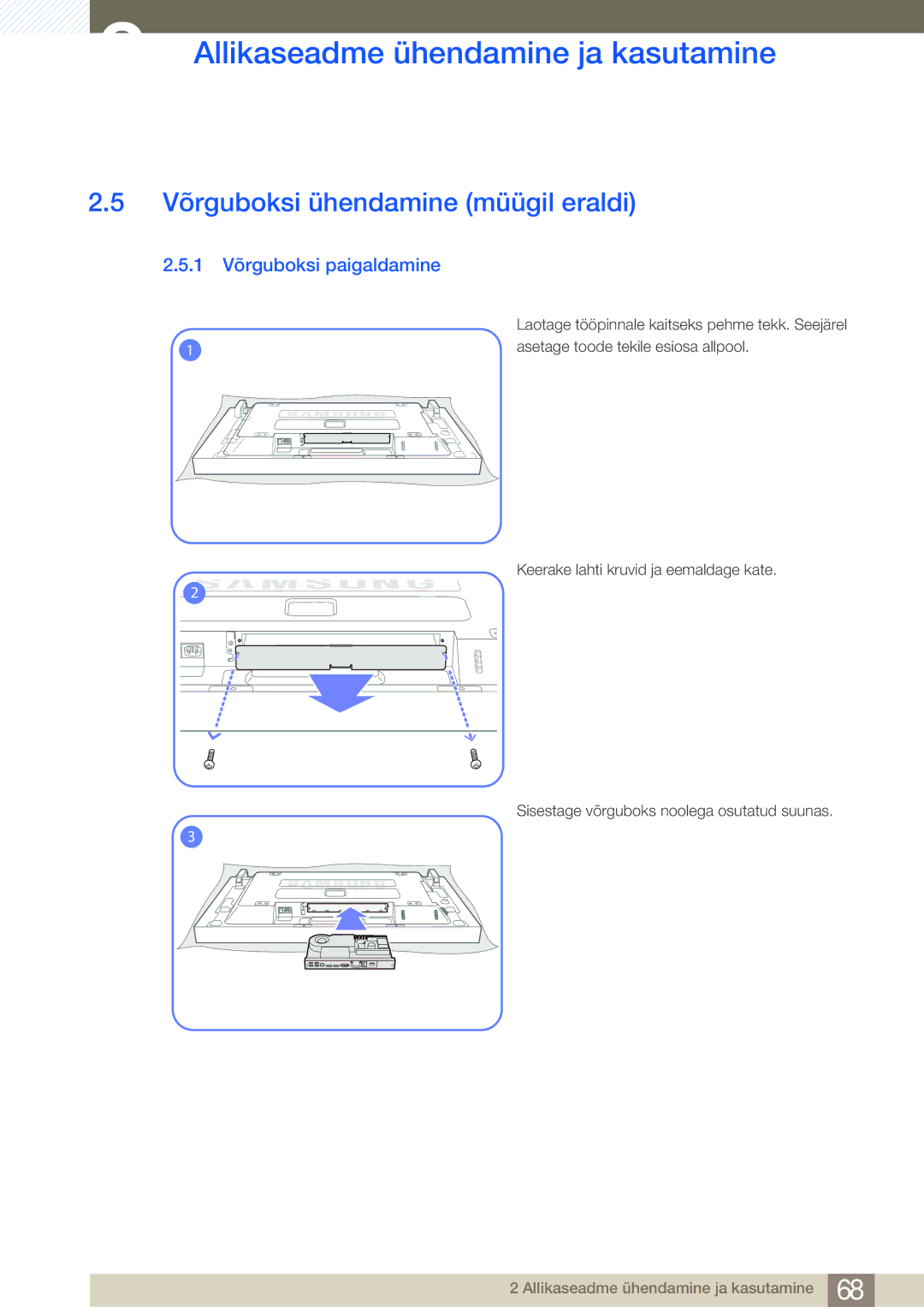 Samsung LH46SLBPLBC/EN manual Võrguboksi ühendamine müügil eraldi, 1 Võrguboksi paigaldamine 