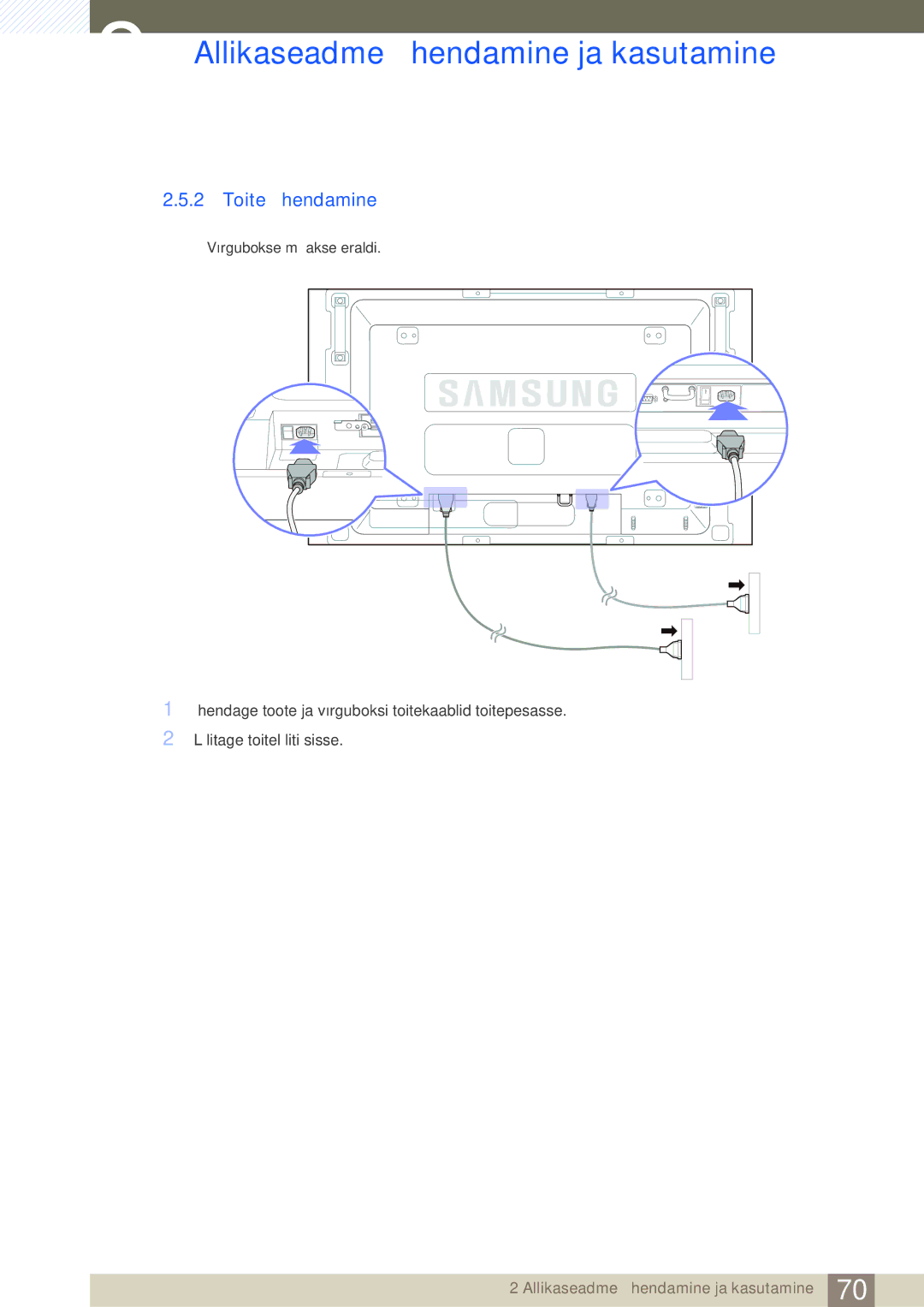 Samsung LH46SLBPLBC/EN manual Toite ühendamine 