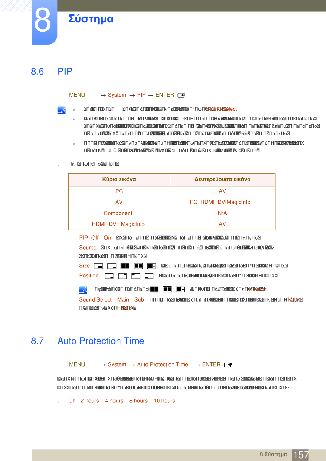 Samsung LH46SLBPLBC/EN manual Pip, Auto Protection Time 