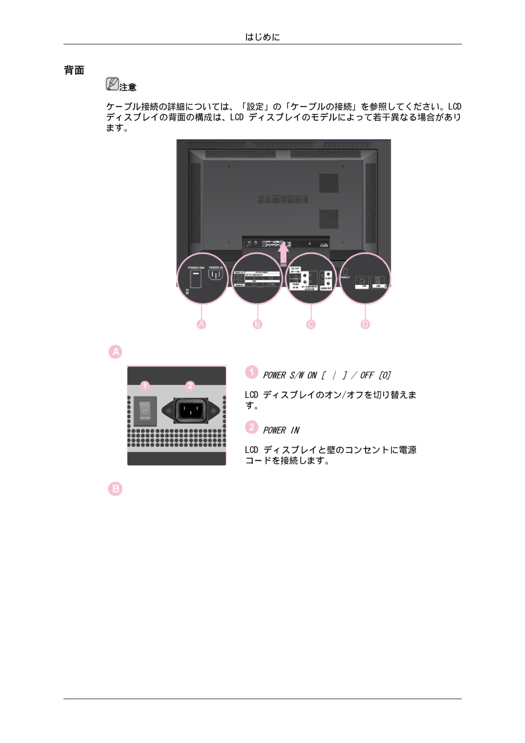 Samsung LH46SOUQSC/XJ, LH46SOTMBC/XJ, LH46SOTQSC/XJ, LH46SOUMSC/XJ, LH46SOQMSC/XJ, LH46SOPMBC/XJ Lcd ディスプレイのオン/オフを切り替えま す。 