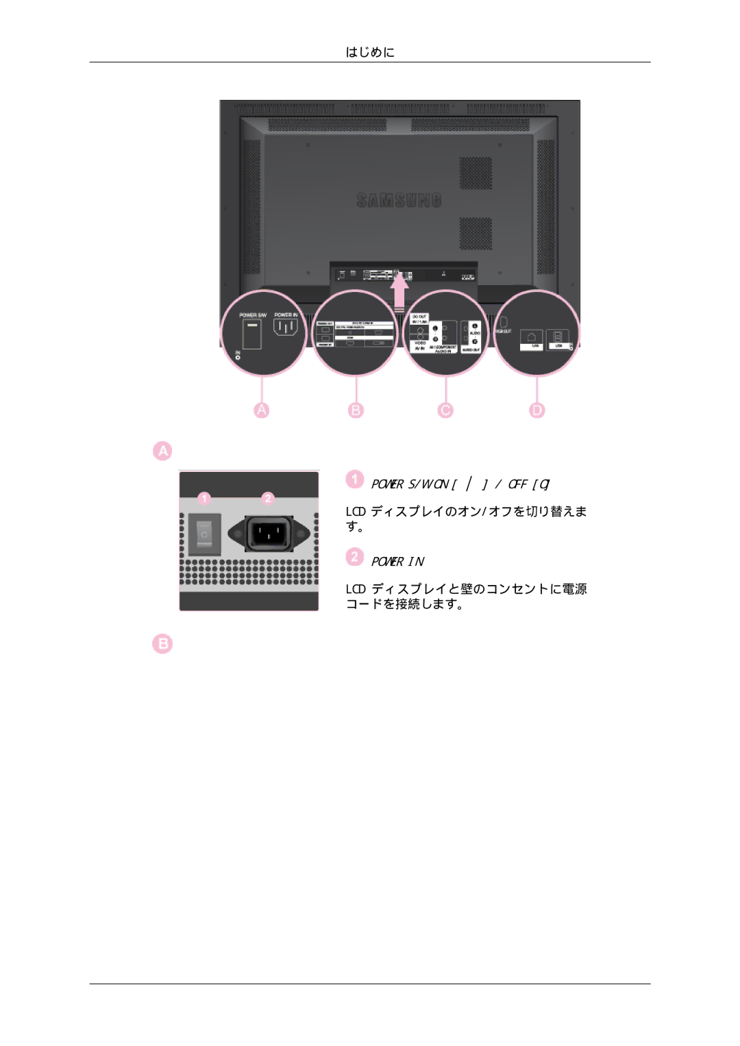 Samsung LH46SOUQSC/XJ, LH46SOTMBC/XJ, LH46SOTQSC/XJ, LH46SOUMSC/XJ manual Power 