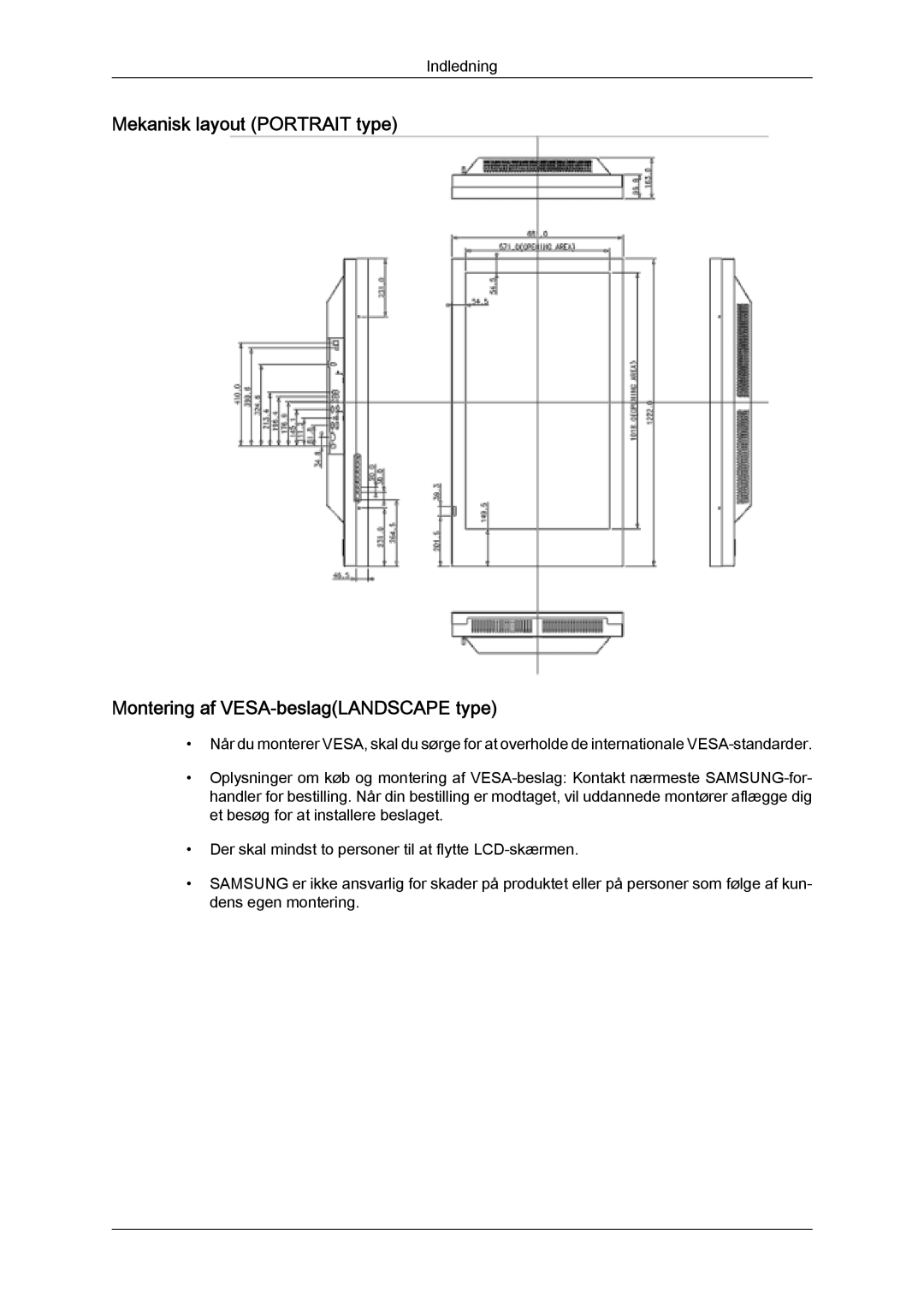 Samsung LH46SOQMSC/EN, LH46SOUMSC/EN, LH46SOPMSC/EN, LH46SOPMSQ/EN manual Indledning 