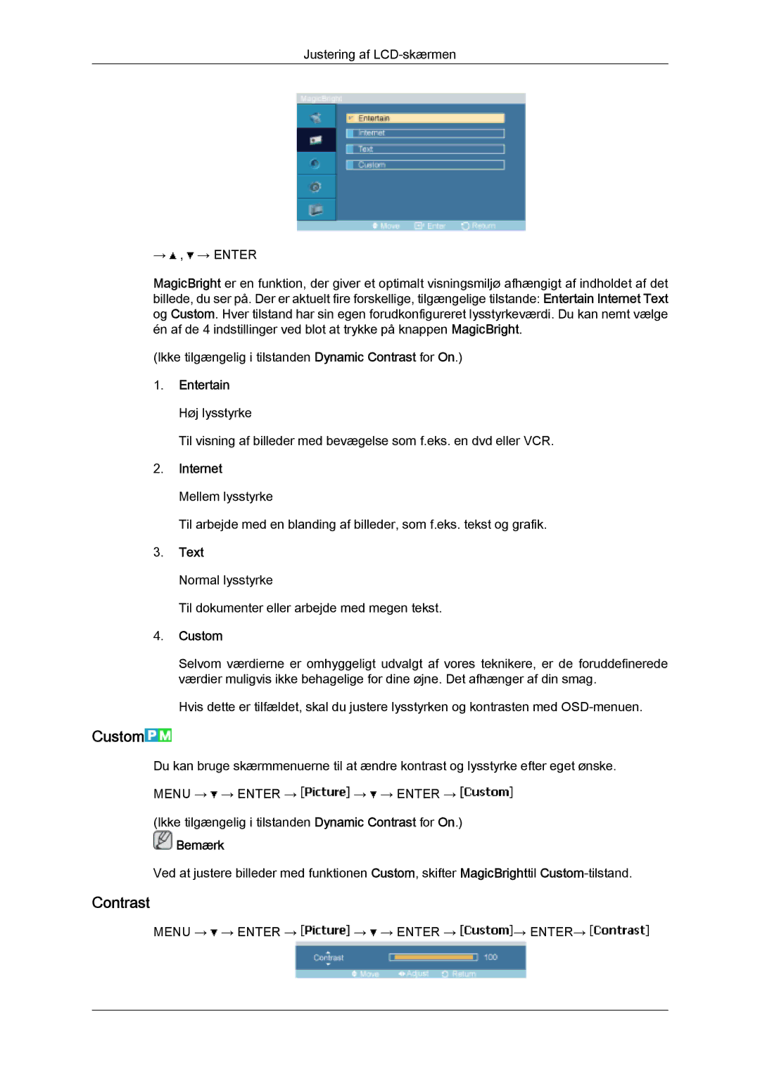 Samsung LH46SOPMSQ/EN, LH46SOUMSC/EN, LH46SOQMSC/EN, LH46SOPMSC/EN manual Custom, Contrast 