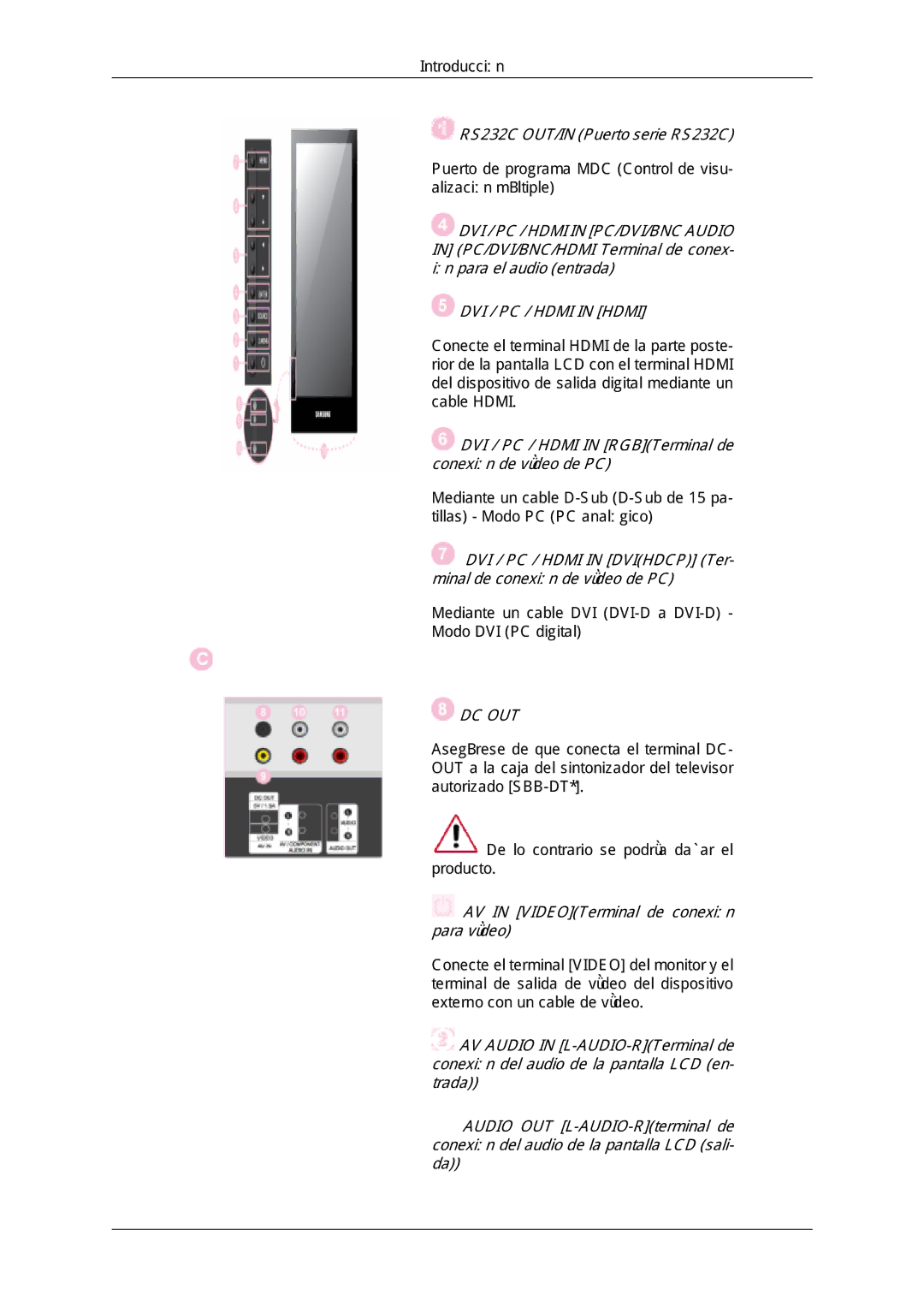 Samsung LH46SOUMSC/EN, LH46SOUQSC/EN, LH46SOTMBC/EN, LH46SOPMBC/EN, LH46SOQMSC/EN, LH46SOPQBC/EN manual DVI / PC / Hdmi in Hdmi 