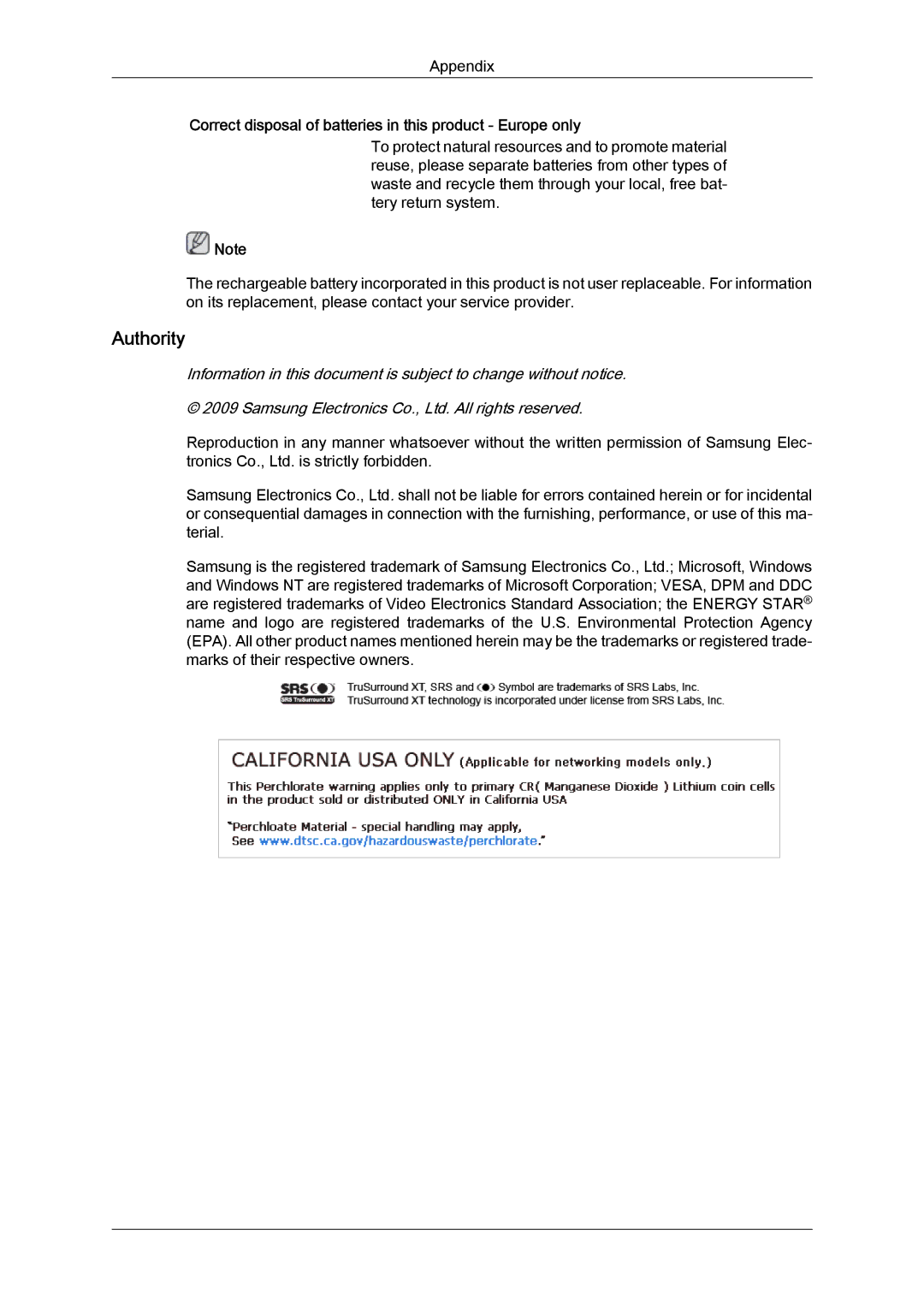 Samsung LH46SOTQBC/EN, LH46SOUQSC/EN, LH46SOTMBC/EN, LH46SOQQSC/EN, LH46SOPMBC/EN, LH46SOUMSC/EN, LH46SOQMSC/EN manual Authority 