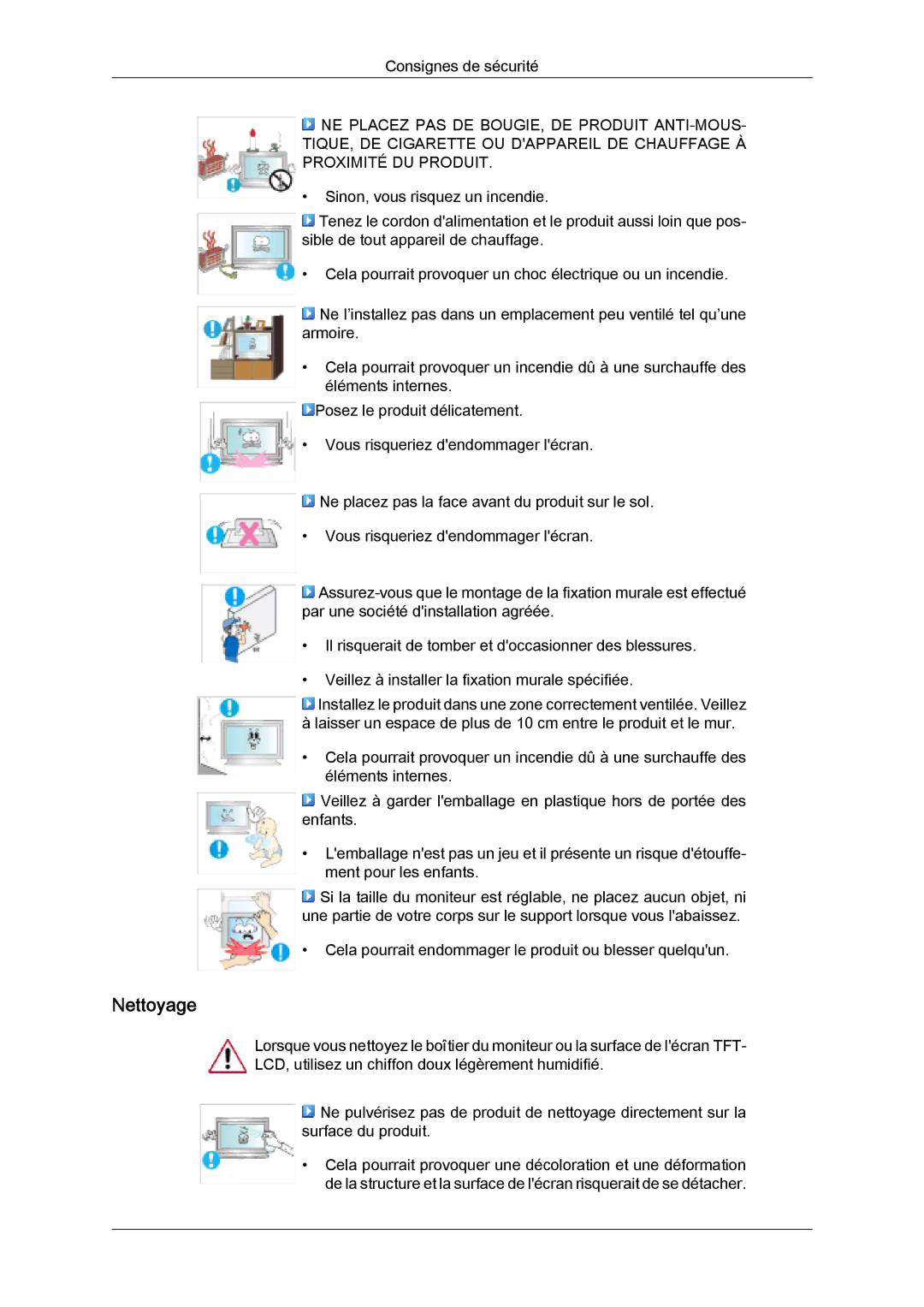 Samsung LH46SOUMSC/EN, LH46SOUQSC/EN, LH46SOTMBC/EN, LH46SOQQSC/EN, LH46SOPMBC/EN, LH46SOTQBC/EN, LH46SOQMSC/EN manual Nettoyage 