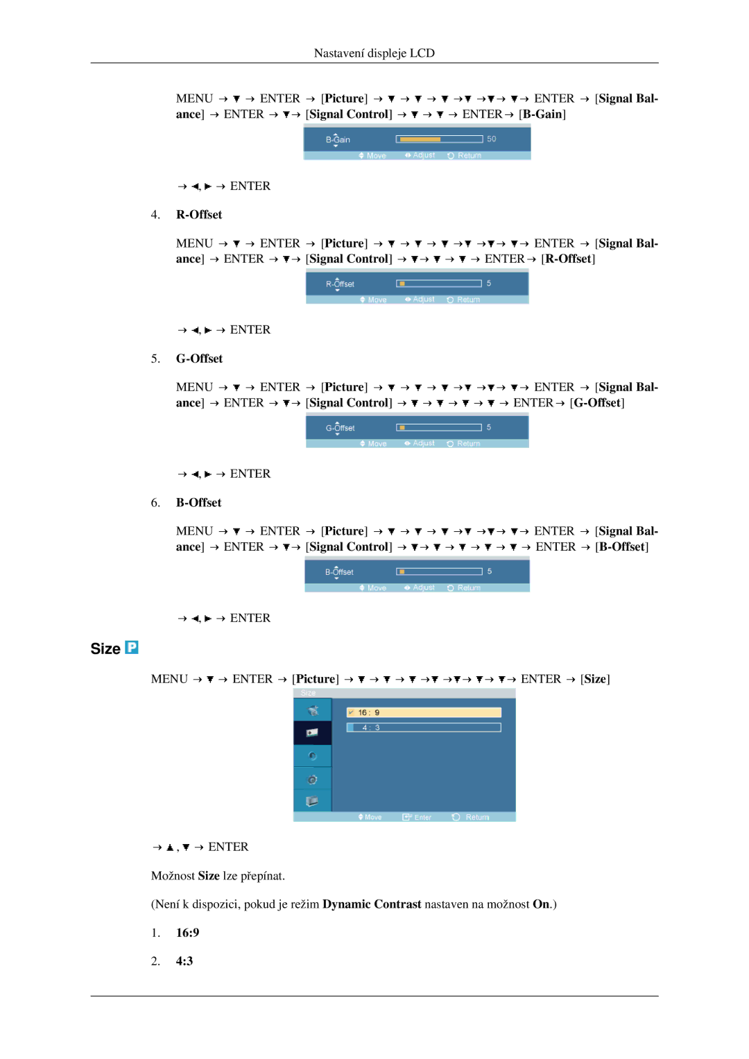 Samsung LH46TCTMBC/EN manual Size, Offset 