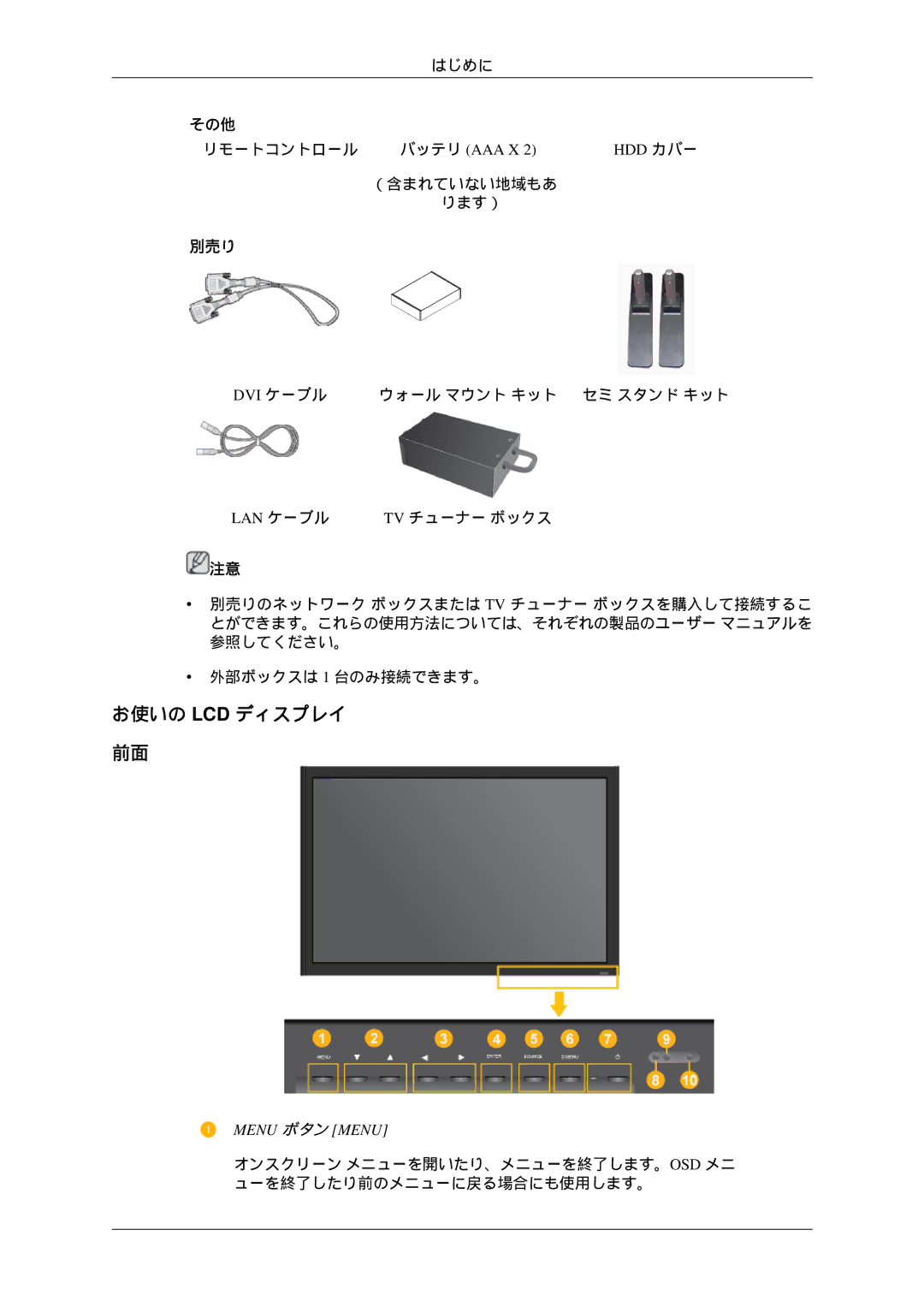 Samsung LH46TCTQBC/XJ manual お使いの Lcd ディスプレイ, 別売り 