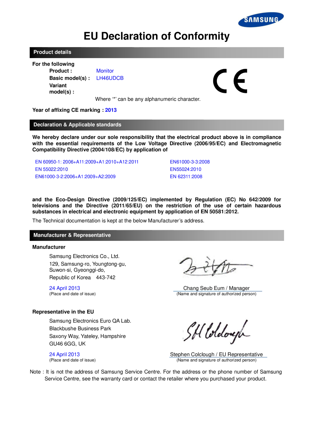 Samsung LH55UDCBLBB/EN, LH46UDCBLBB/EN manual Lfd-Skärm 