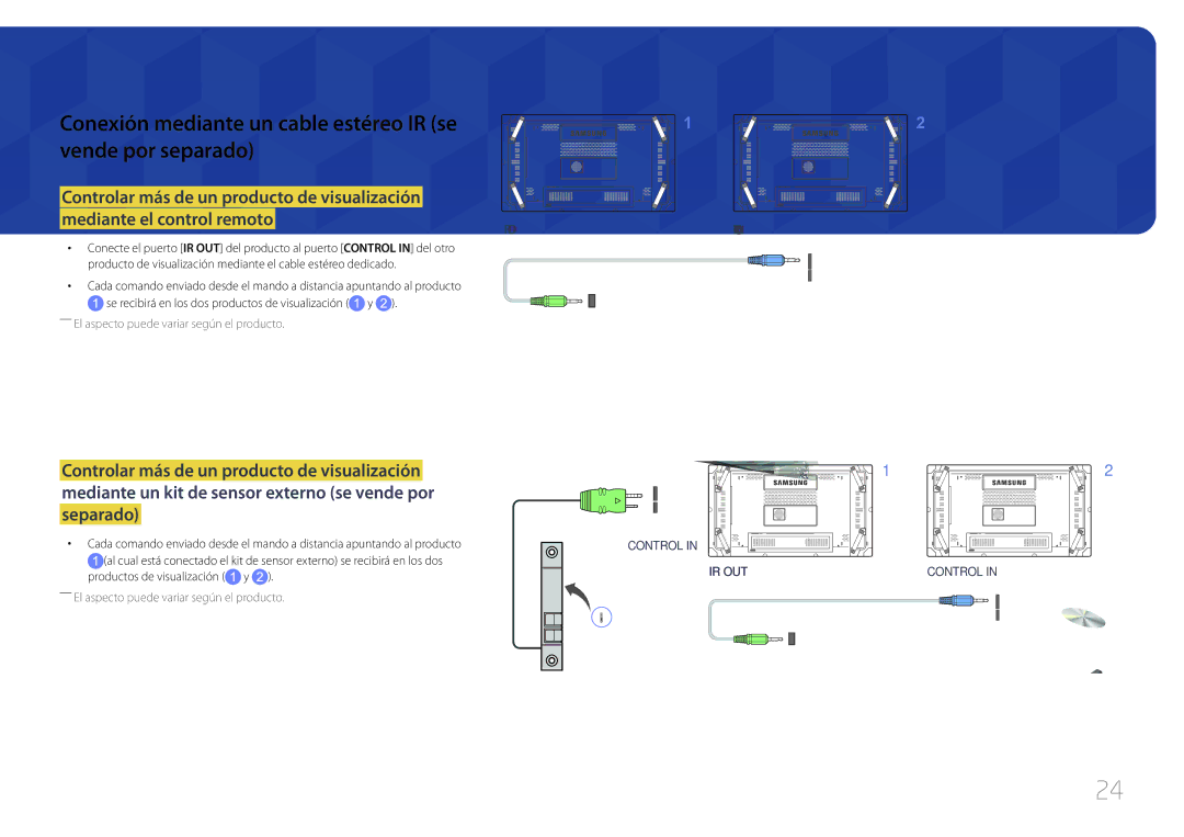 Samsung LH46UDCBLBB/EN, LH55UDCBLBB/EN manual Vende por separado, IR OUT Control 