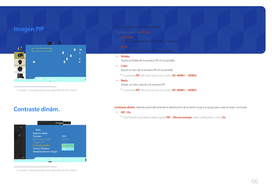 Samsung LH46UDCBLBB/EN, LH55UDCBLBB/EN manual Imagen PIP, Contraste dinám 
