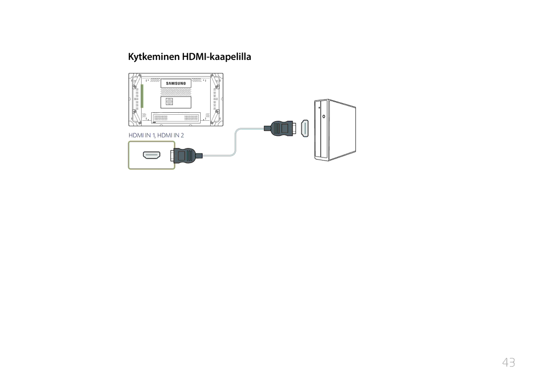 Samsung LH55UDCBLBB/EN, LH46UDCBLBB/EN manual Kytkeminen HDMI-kaapelilla 