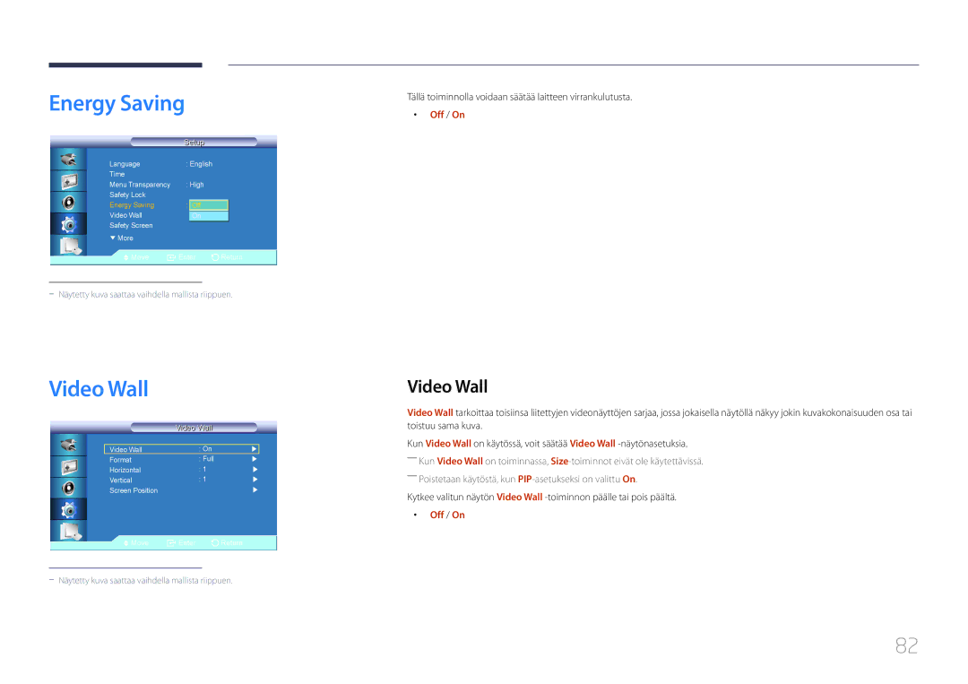 Samsung LH46UDCBLBB/EN, LH55UDCBLBB/EN manual Energy Saving, Video Wall 