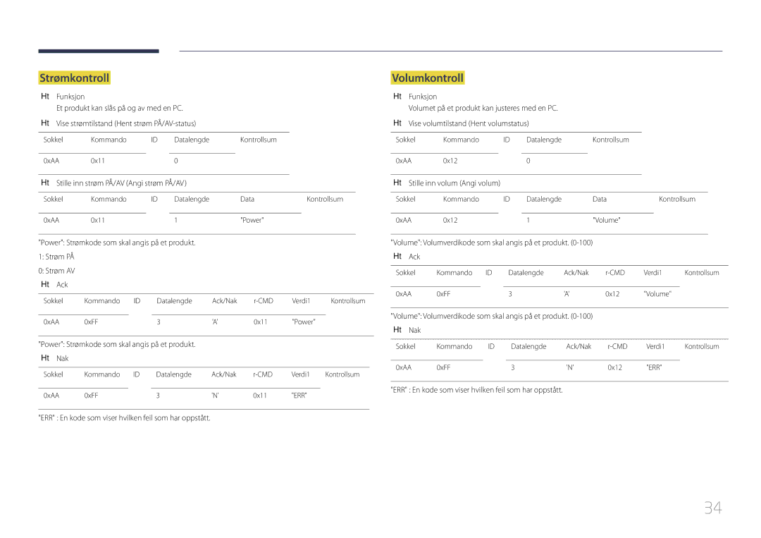 Samsung LH46UDCBLBB/EN, LH55UDCBLBB/EN manual Strømkontroll, Volumkontroll 