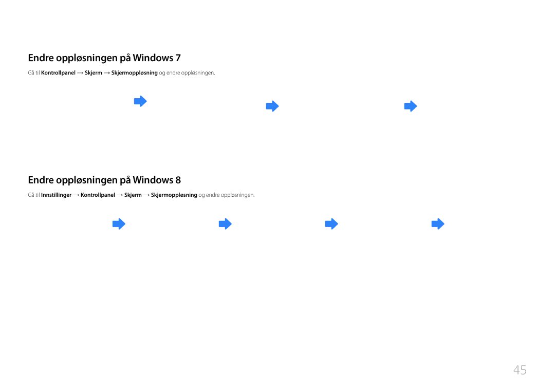 Samsung LH55UDCBLBB/EN, LH46UDCBLBB/EN manual Endre oppløsningen på Windows 