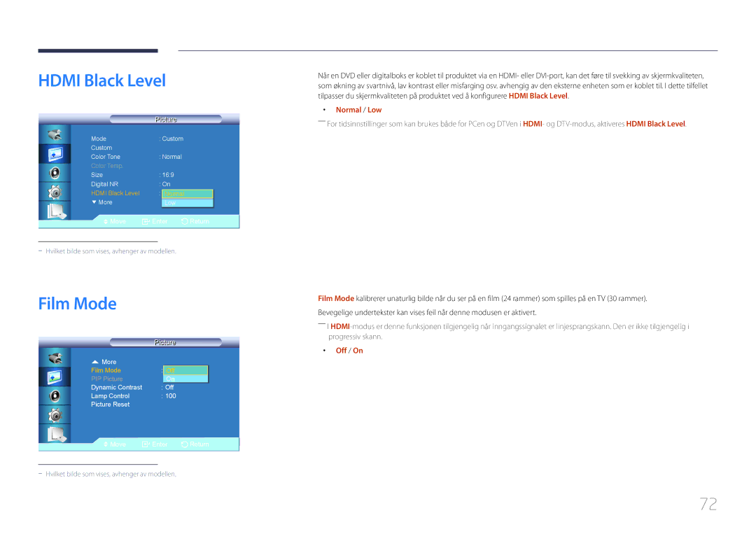 Samsung LH46UDCBLBB/EN, LH55UDCBLBB/EN manual Hdmi Black Level, Film Mode 