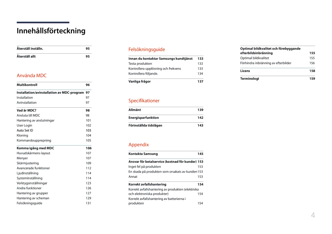 Samsung LH46UDCBLBB/EN, LH55UDCBLBB/EN manual Specifikationer 