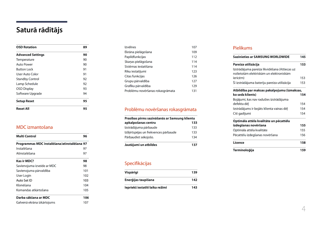 Samsung LH46UDCBLBB/EN, LH55UDCBLBB/EN manual Specifikācijas 