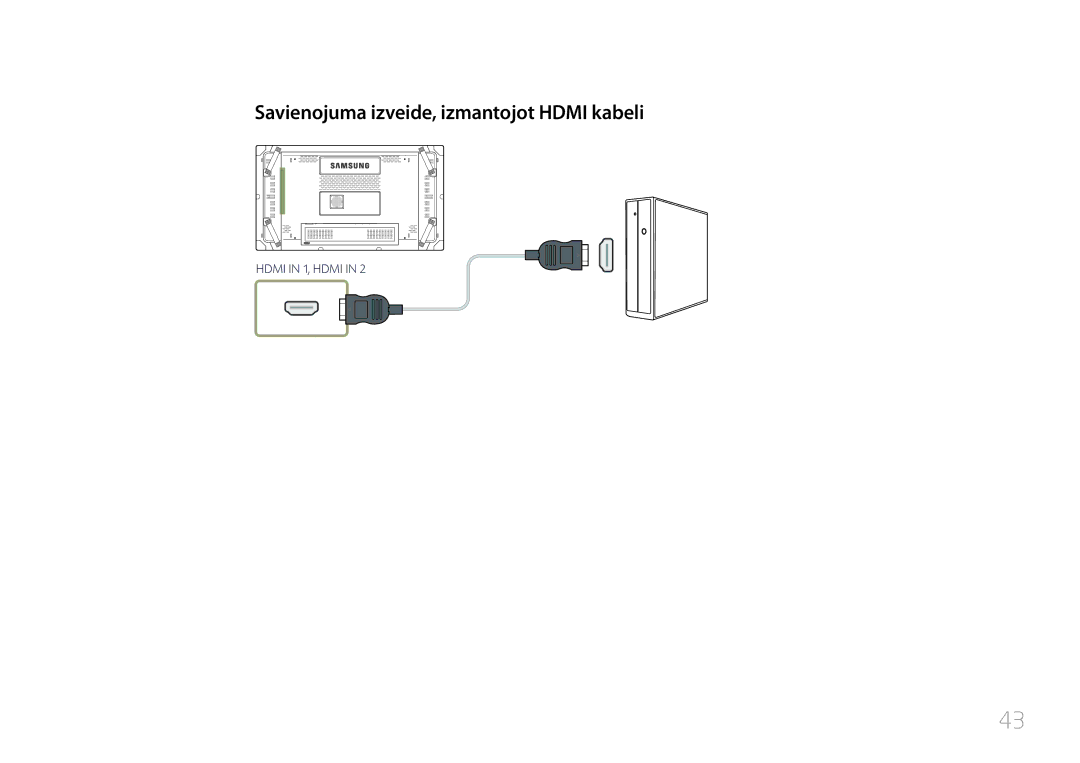 Samsung LH55UDCBLBB/EN, LH46UDCBLBB/EN manual Savienojuma izveide, izmantojot Hdmi kabeli 