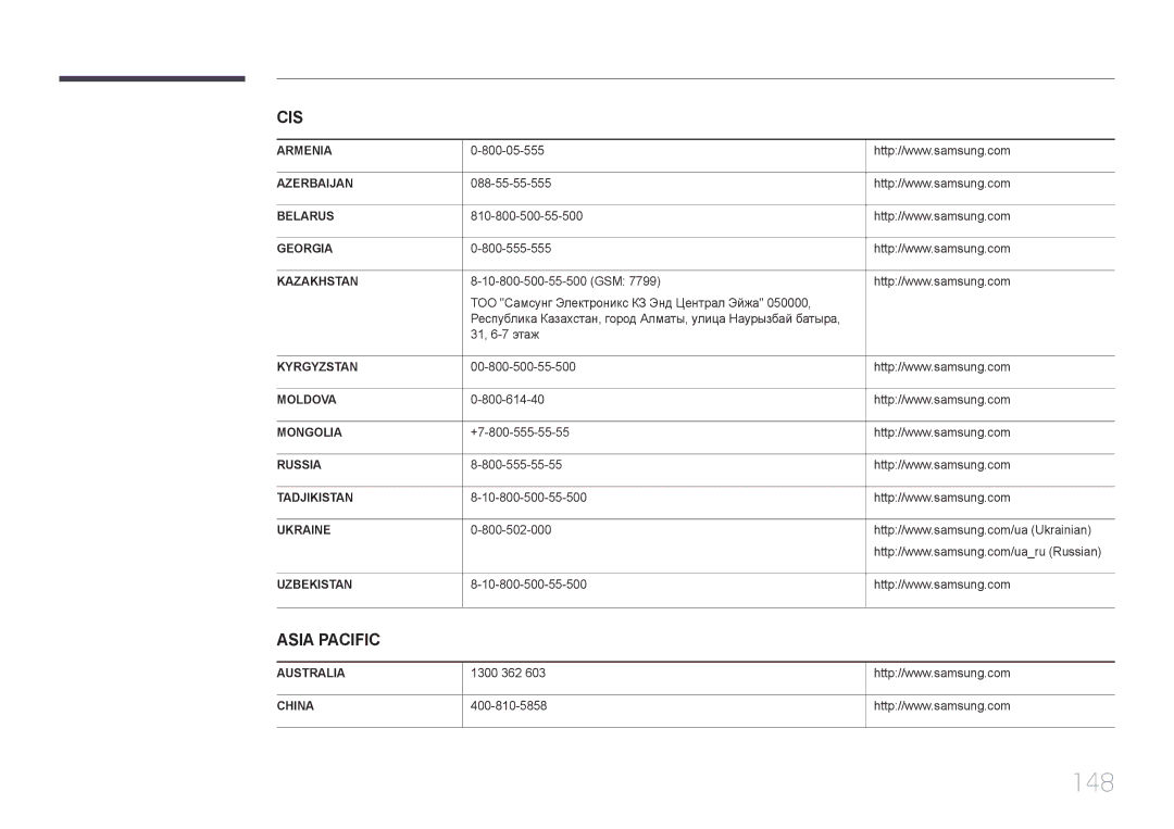 Samsung LH46UDCBLBB/EN, LH55UDCBLBB/EN manual 148, Cis 