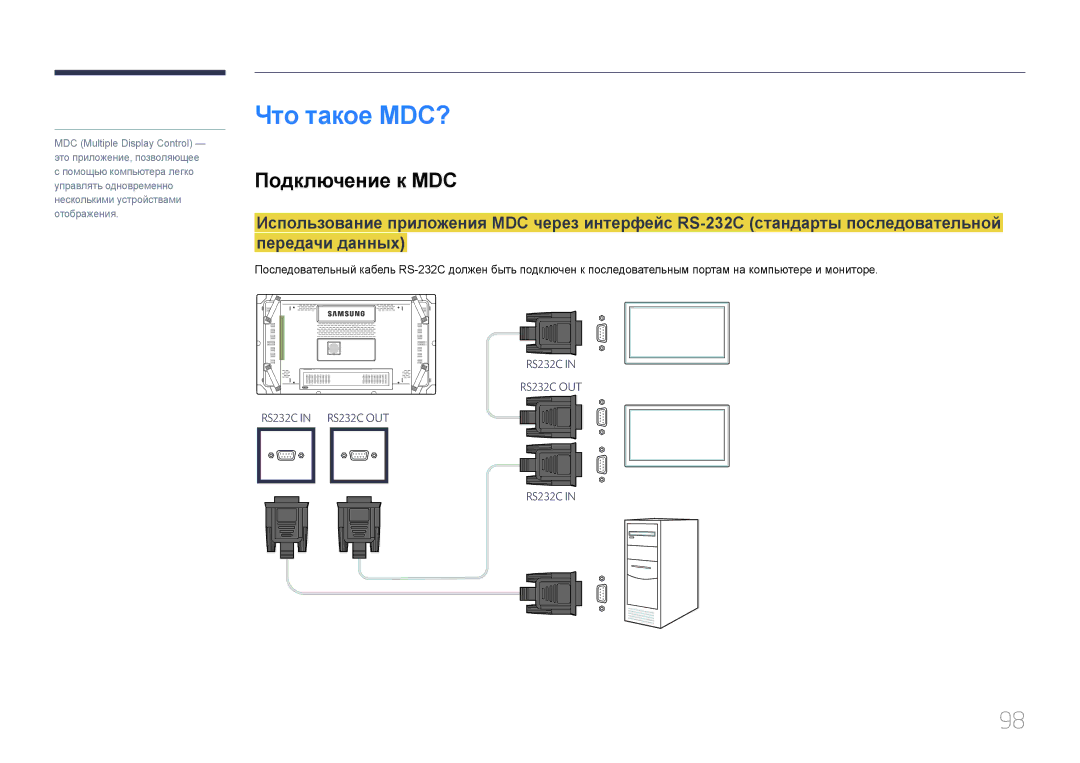 Samsung LH46UDCBLBB/EN, LH55UDCBLBB/EN manual Что такое MDC?, Подключение к MDC 