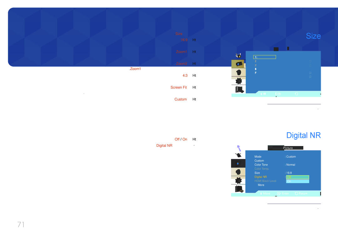 Samsung LH55UDCBLBB/UE, LH46UDCBLBB/NG, LH46UDCBLBB/UE, LH55UDCBLBB/NG manual 169, Zoom1, Zoom2, Screen Fit 