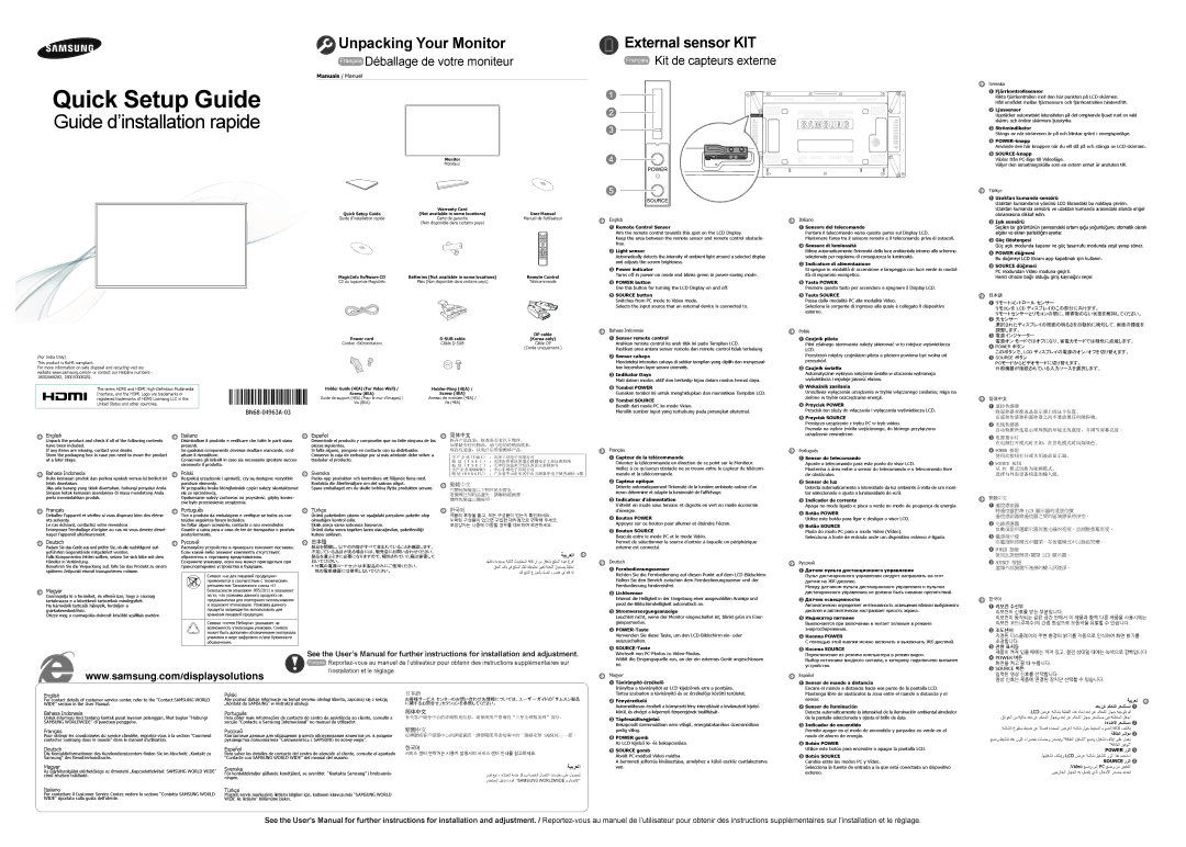 Samsung LH55UDCPLBB/EN manual English Italiano, Español, Bahasa Indonesia, Français, Deutsch, Magyar, Polski, Português 