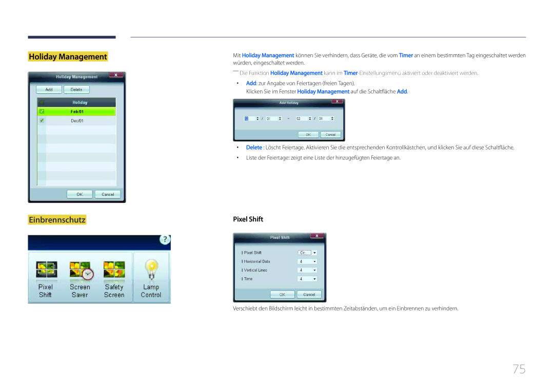 Samsung LH55UDCPLBB/EN, LH46UDCPLBB/EN manual Einbrennschutz, Pixel Shift 