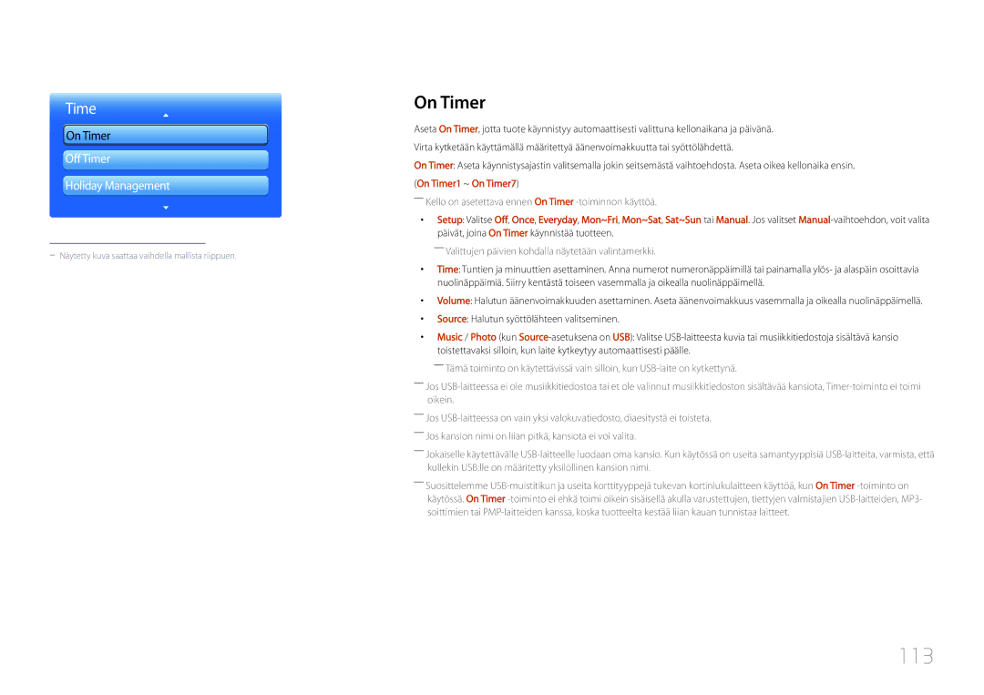 Samsung LH55UDCPLBB/EN, LH46UDCPLBB/EN manual 113, On Timer1 ~ On Timer7 