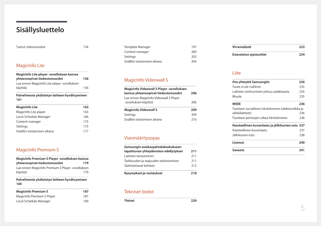 Samsung LH55UDCPLBB/EN, LH46UDCPLBB/EN manual Tekniset tiedot 