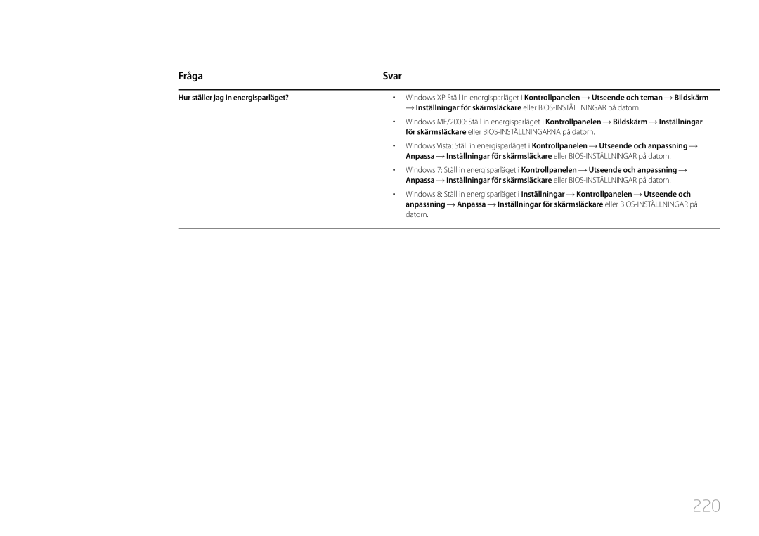 Samsung LH46UDCPLBB/EN 220, Hur ställer jag in energisparläget?, Utseende och teman Bildskärm, Utseende och anpassning 