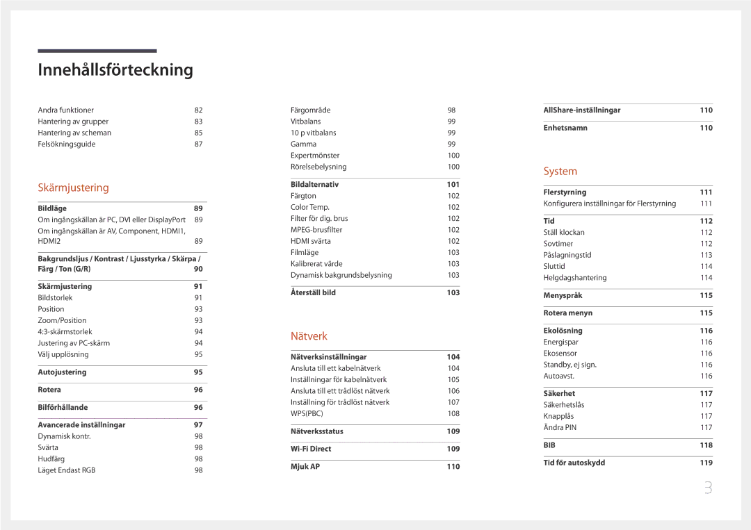 Samsung LH55UDCPLBB/EN, LH46UDCPLBB/EN manual Skärmjustering 