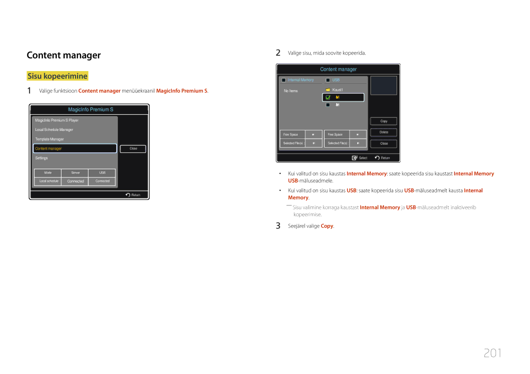 Samsung LH46UDCPLBB/EN manual 201, Content manager 