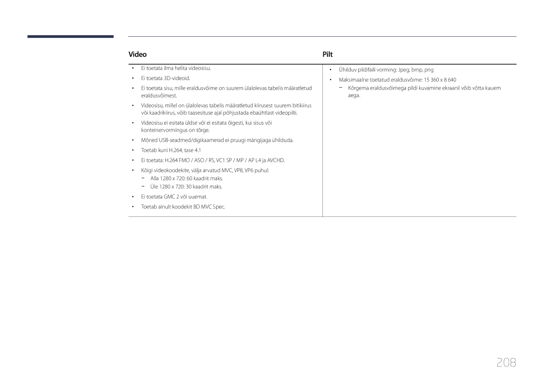 Samsung LH46UDCPLBB/EN manual 208, Video 