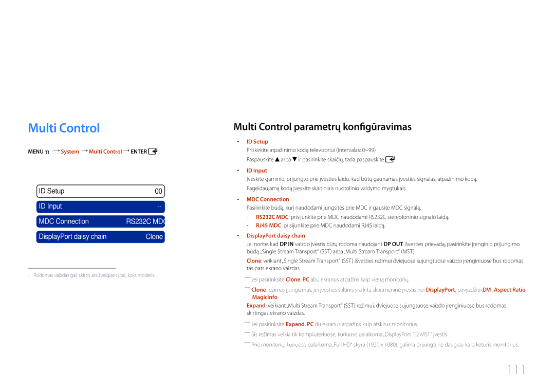 Samsung LH46UDCPLBB/EN manual System, Multi Control, 111 