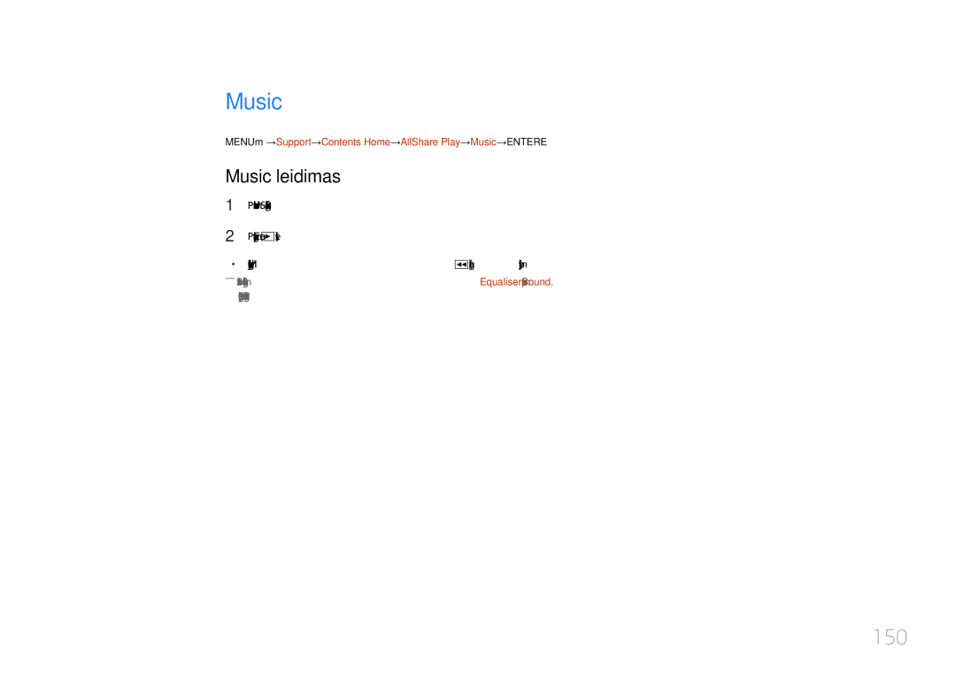 Samsung LH46UDCPLBB/EN manual 150, Music leidimas 
