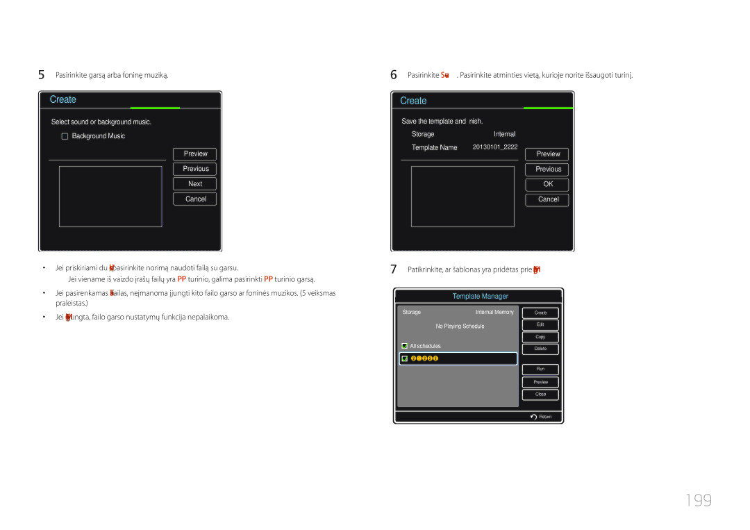 Samsung LH46UDCPLBB/EN manual 199, Template Manager 