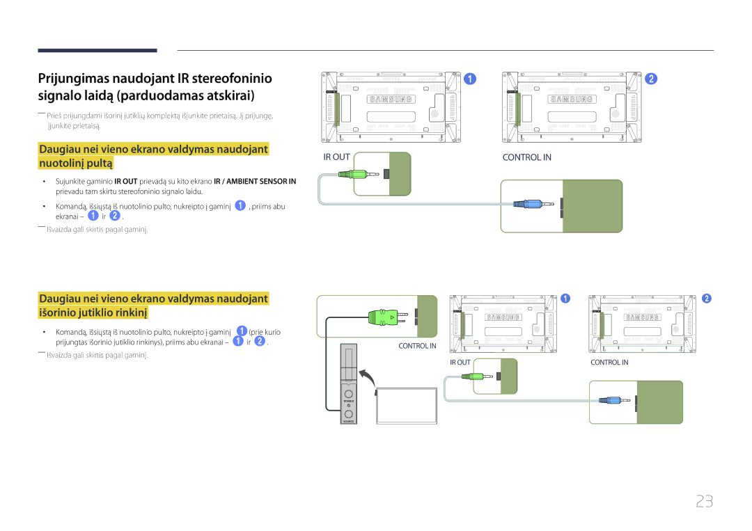 Samsung LH46UDCPLBB/EN manual Daugiau nei vieno ekrano valdymas naudojant nuotolinį pultą, 1prie kurio 