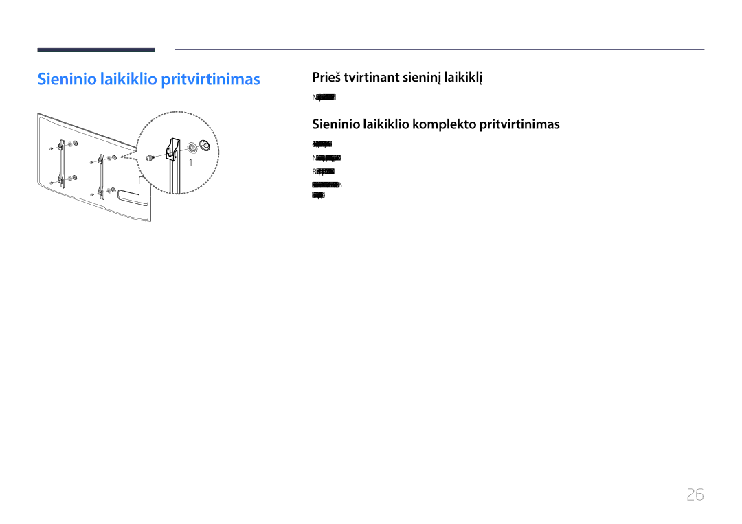 Samsung LH46UDCPLBB/EN manual Sieninio laikiklio pritvirtinimas, Prieš tvirtinant sieninį laikiklį 