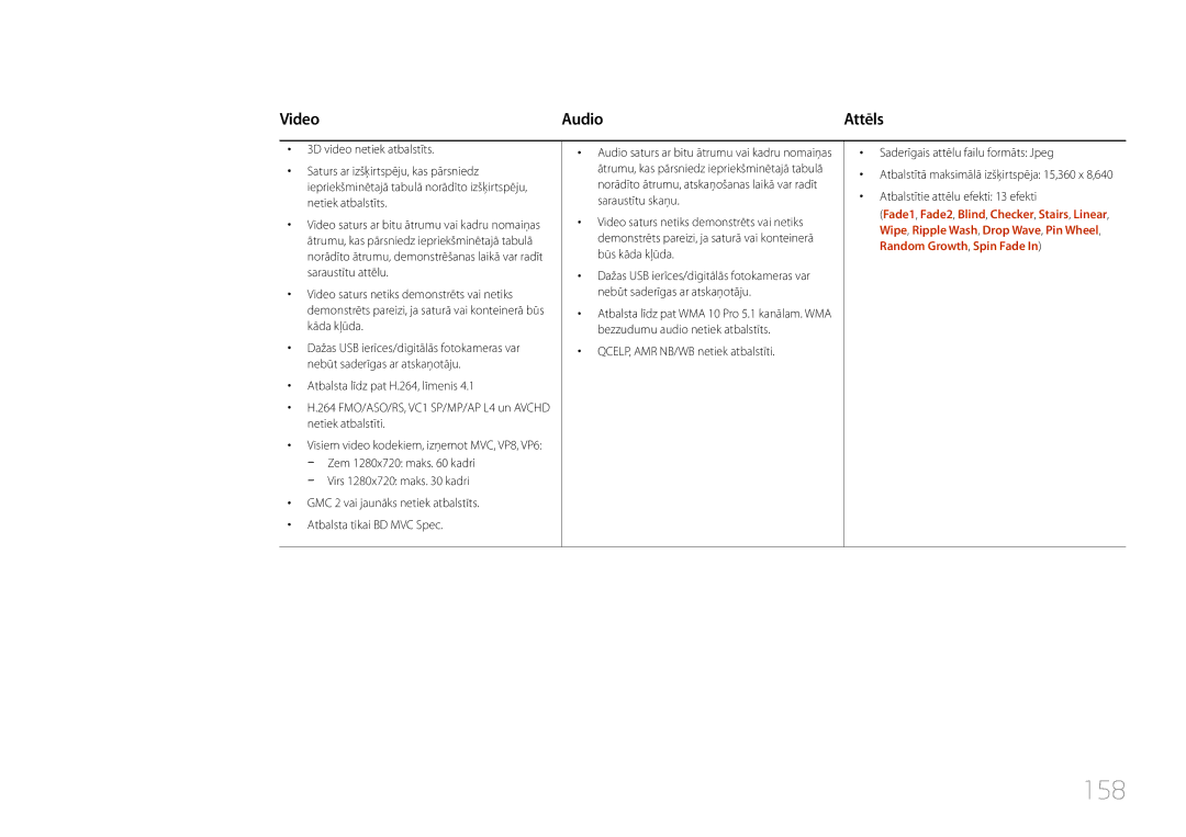 Samsung LH46UDCPLBB/EN manual 158, Video Audio 