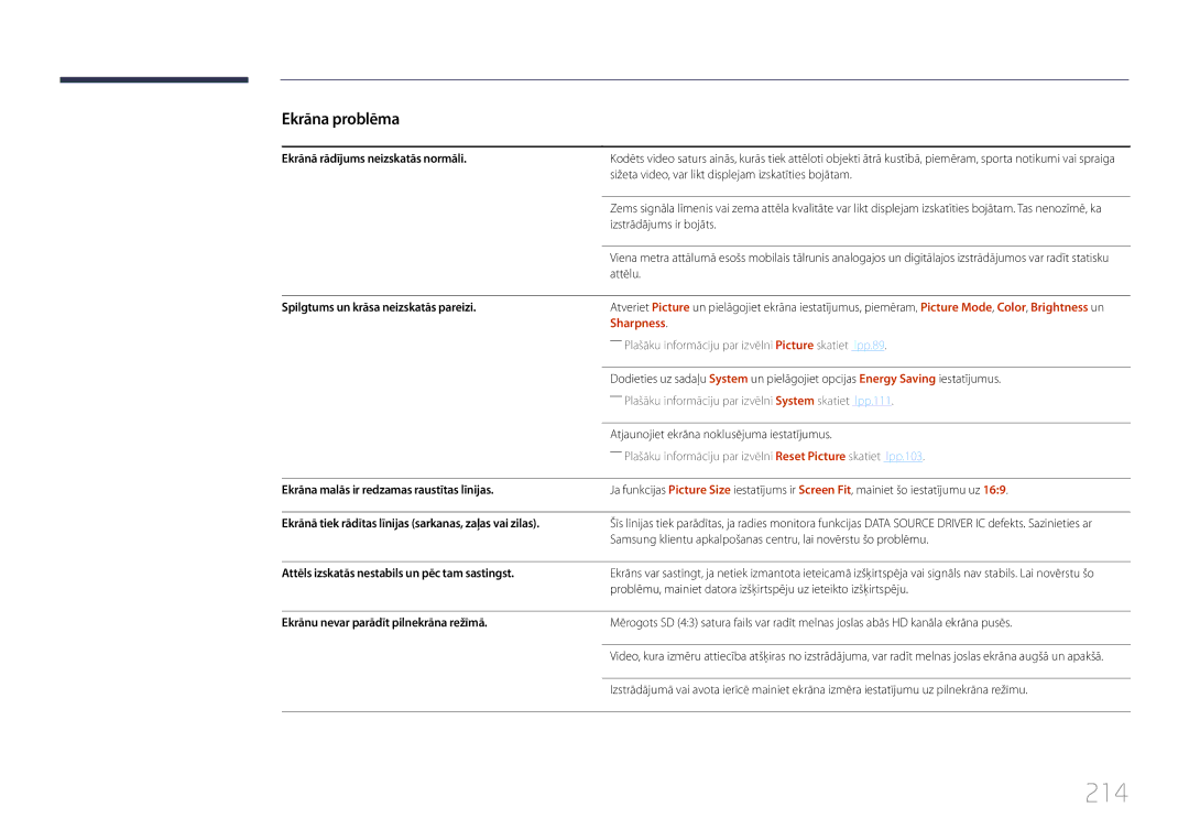 Samsung LH46UDCPLBB/EN manual 214, Sharpness 