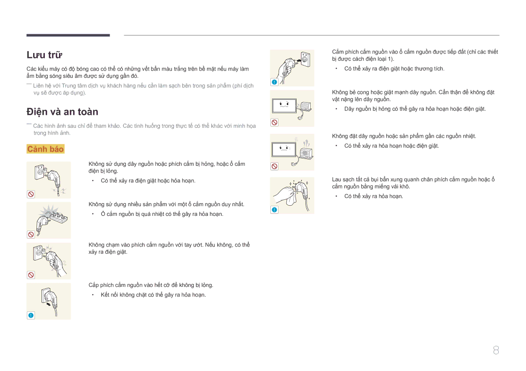 Samsung LH46UDCPLBB/XY, LH55UDCPLBB/XY manual Lưu trữ, Điện và an toàn 